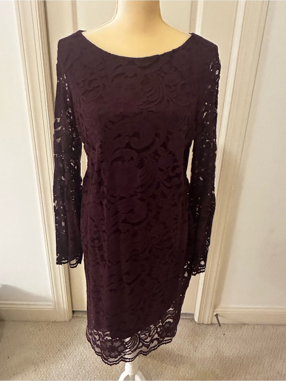 Vince Camuto Lace Sheath Dress Mini 12 purple